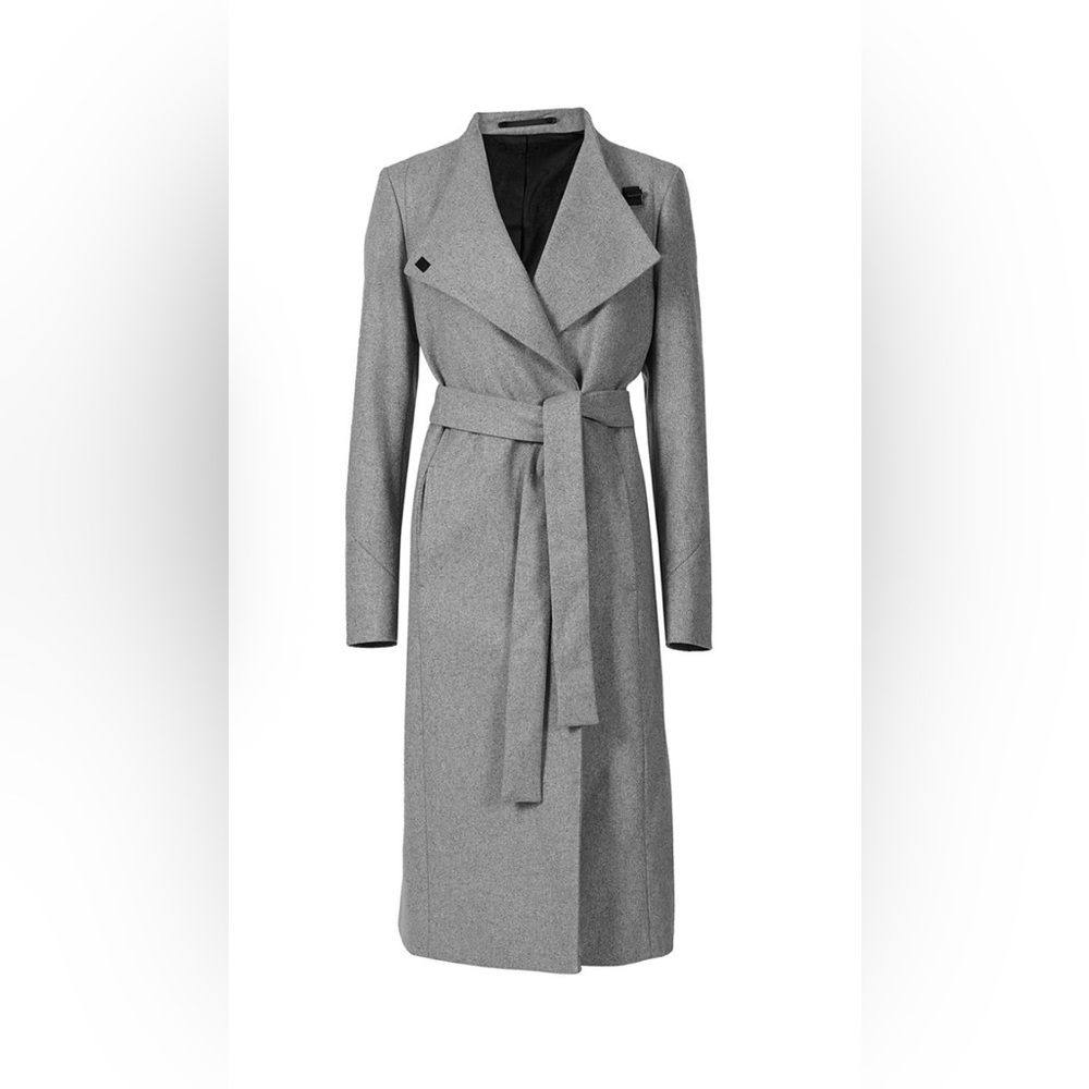 All Saints Riley Gray Wool Belted Coat